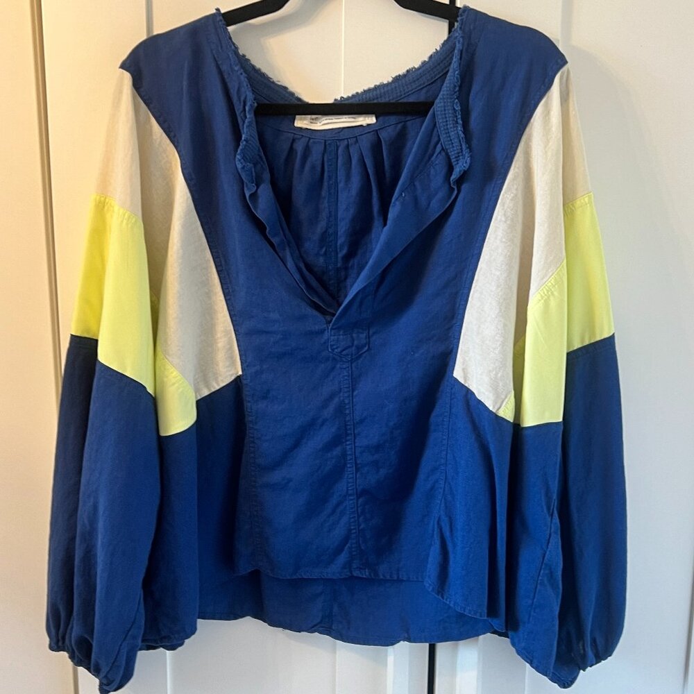 We the Free Free People Beating Hearts Blue Oversized Top, Small